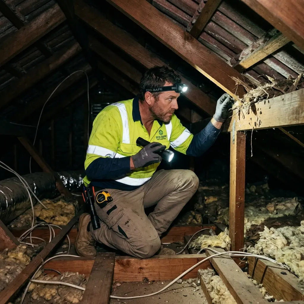 Technician locating dead rodents inside a Cranbourne East wall cavity with detection equipment